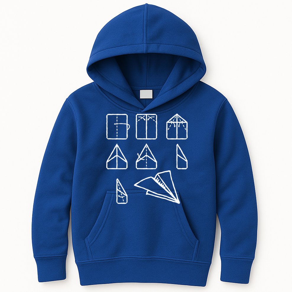 Paper Airplane Folding Instruction Gift Kids Hoodie