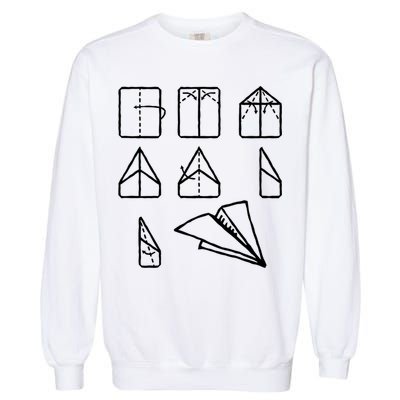 Paper Airplane Folding Instruction Gift Garment-Dyed Sweatshirt