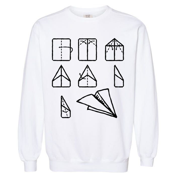 Paper Airplane Folding Instruction Gift Garment-Dyed Sweatshirt
