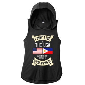 Philippines American Flag USA Filipino Roots Gifts Ladies PosiCharge Tri-Blend Wicking Draft Hoodie Tank