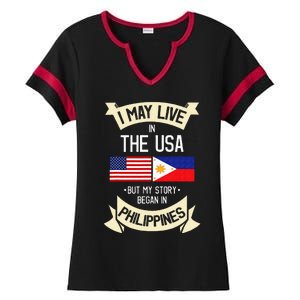 Philippines American Flag USA Filipino Roots Gifts Ladies Halftime Notch Neck Tee