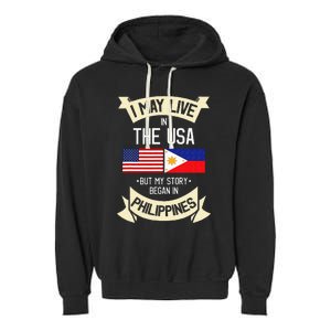 Philippines American Flag USA Filipino Roots Gifts Garment-Dyed Fleece Hoodie