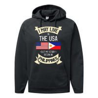 Philippines American Flag USA Filipino Roots Gifts Performance Fleece Hoodie