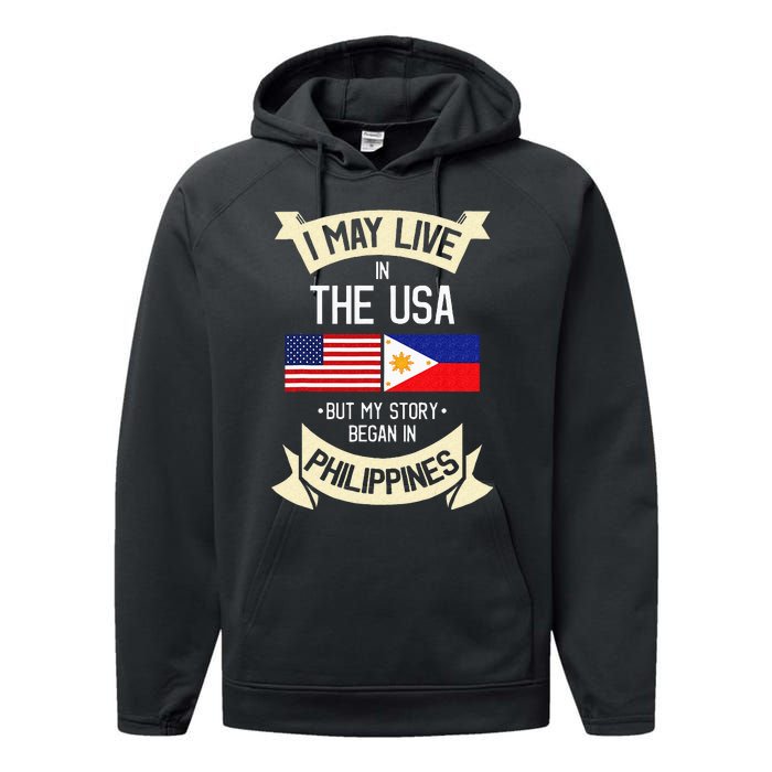 Philippines American Flag USA Filipino Roots Gifts Performance Fleece Hoodie