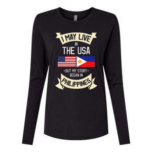 Philippines American Flag USA Filipino Roots Gifts Womens Cotton Relaxed Long Sleeve T-Shirt