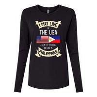 Philippines American Flag USA Filipino Roots Gifts Womens Cotton Relaxed Long Sleeve T-Shirt