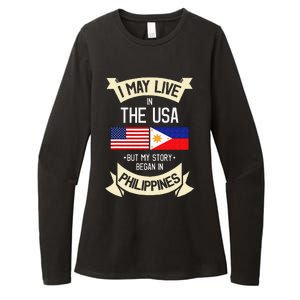 Philippines American Flag USA Filipino Roots Gifts Womens CVC Long Sleeve Shirt