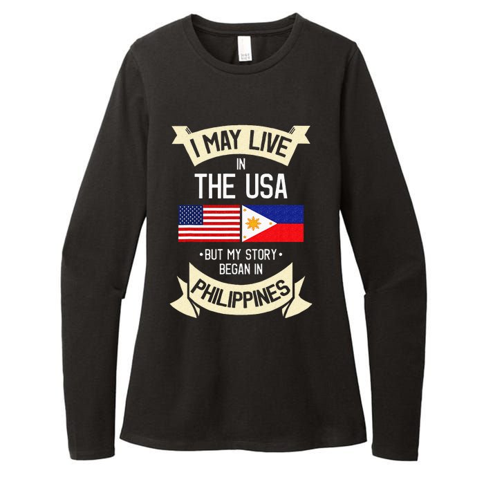 Philippines American Flag USA Filipino Roots Gifts Womens CVC Long Sleeve Shirt