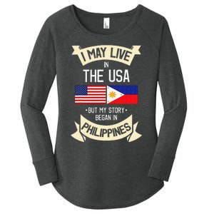 Philippines American Flag USA Filipino Roots Gifts Women's Perfect Tri Tunic Long Sleeve Shirt