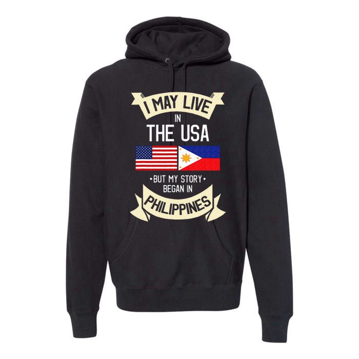 Philippines American Flag USA Filipino Roots Gifts Premium Hoodie