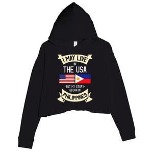 Philippines American Flag USA Filipino Roots Gifts Crop Fleece Hoodie