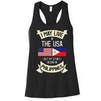 Philippines American Flag USA Filipino Roots Gifts Women's Racerback Tank