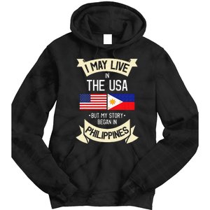 Philippines American Flag USA Filipino Roots Gifts Tie Dye Hoodie