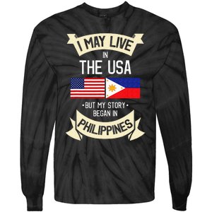 Philippines American Flag USA Filipino Roots Gifts Tie-Dye Long Sleeve Shirt