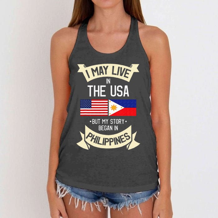 Philippines American Flag USA Filipino Roots Gifts Women's Knotted Racerback Tank