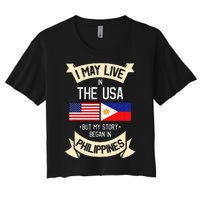 Philippines American Flag USA Filipino Roots Gifts Women's Crop Top Tee