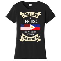 Philippines American Flag USA Filipino Roots Gifts Women's T-Shirt