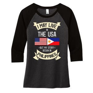 Philippines American Flag USA Filipino Roots Gifts Women's Tri-Blend 3/4-Sleeve Raglan Shirt