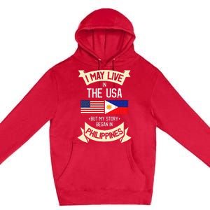 Philippines American Flag USA Filipino Roots Gifts Premium Pullover Hoodie