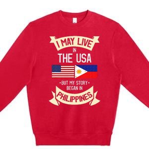 Philippines American Flag USA Filipino Roots Gifts Premium Crewneck Sweatshirt