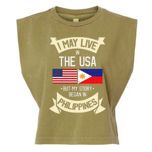 Philippines American Flag USA Filipino Roots Gifts Garment-Dyed Women's Muscle Tee