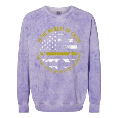 Police And Fire 911 Dispatcher Thin Gold Line Flag Colorblast Crewneck Sweatshirt