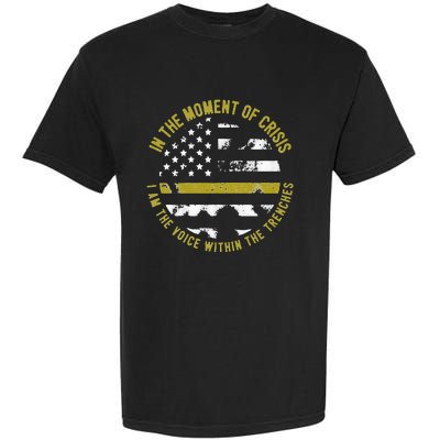 Police And Fire 911 Dispatcher Thin Gold Line Flag Garment-Dyed Heavyweight T-Shirt