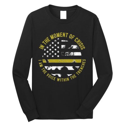 Police And Fire 911 Dispatcher Thin Gold Line Flag Long Sleeve Shirt