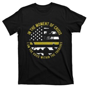 Police And Fire 911 Dispatcher Thin Gold Line Flag T-Shirt