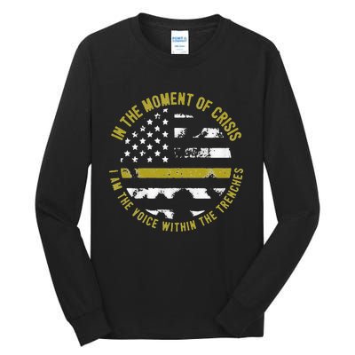 Police And Fire 911 Dispatcher Thin Gold Line Flag Tall Long Sleeve T-Shirt