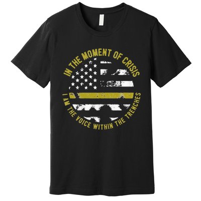 Police And Fire 911 Dispatcher Thin Gold Line Flag Premium T-Shirt