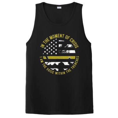 Police And Fire 911 Dispatcher Thin Gold Line Flag PosiCharge Competitor Tank