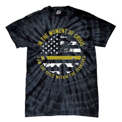 Police And Fire 911 Dispatcher Thin Gold Line Flag Tie-Dye T-Shirt