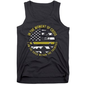 Police And Fire 911 Dispatcher Thin Gold Line Flag Tank Top