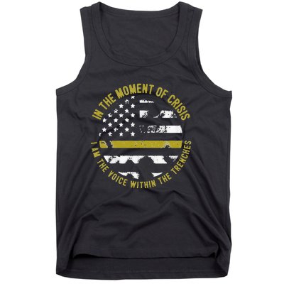 Police And Fire 911 Dispatcher Thin Gold Line Flag Tank Top