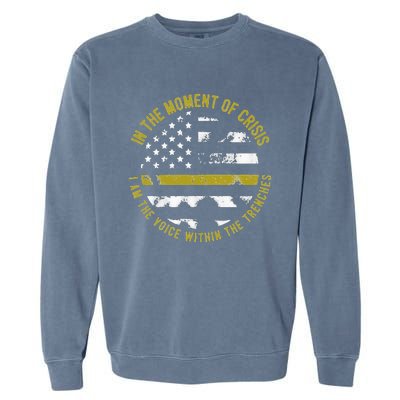 Police And Fire 911 Dispatcher Thin Gold Line Flag Garment-Dyed Sweatshirt