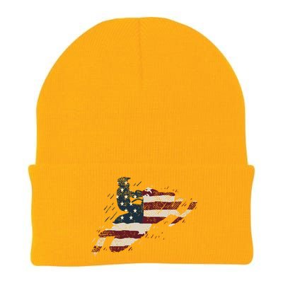 Proud American Flag Snowmobiling Gift Snowmobile Riding Gift Knit Cap Winter Beanie