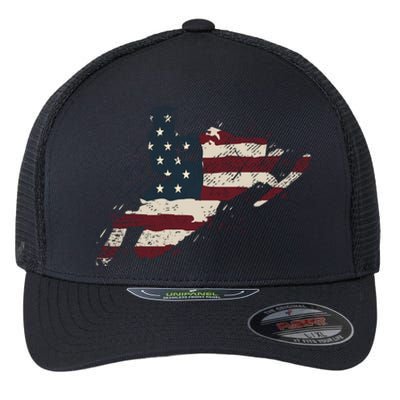 Proud American Flag Snowmobiling Gift Snowmobile Riding Gift Flexfit Unipanel Trucker Cap