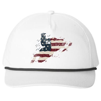 Proud American Flag Snowmobiling Gift Snowmobile Riding Gift Snapback Five-Panel Rope Hat