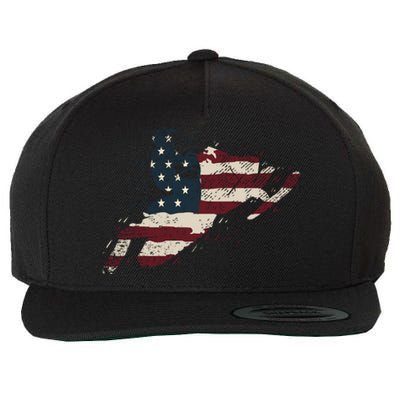 Proud American Flag Snowmobiling Gift Snowmobile Riding Gift Wool Snapback Cap