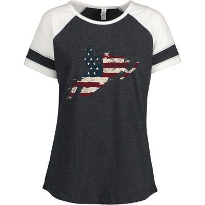 Proud American Flag Snowmobiling Gift Snowmobile Riding Gift Enza Ladies Jersey Colorblock Tee