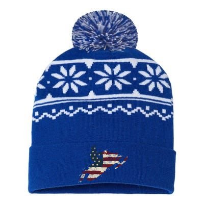 Proud American Flag Snowmobiling Gift Snowmobile Riding Gift USA-Made Snowflake Beanie