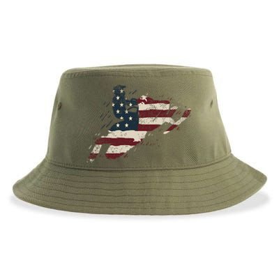 Proud American Flag Snowmobiling Gift Snowmobile Riding Gift Sustainable Bucket Hat