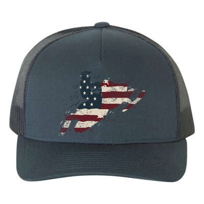 Proud American Flag Snowmobiling Gift Snowmobile Riding Gift Yupoong Adult 5-Panel Trucker Hat