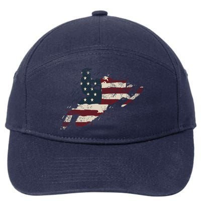 Proud American Flag Snowmobiling Gift Snowmobile Riding Gift 7-Panel Snapback Hat