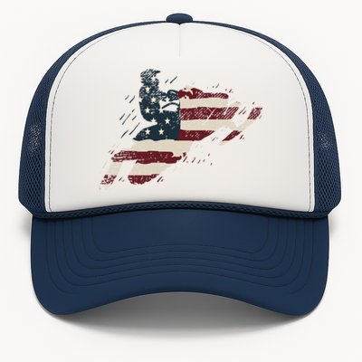 Proud American Flag Snowmobiling Gift Snowmobile Riding Gift Trucker Hat