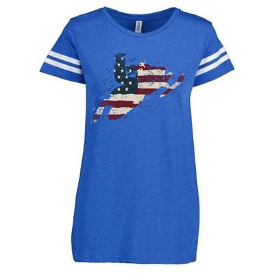 Proud American Flag Snowmobiling Gift Snowmobile Riding Gift Enza Ladies Jersey Football T-Shirt