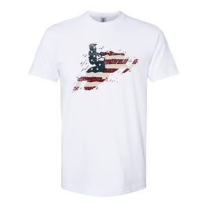 Proud American Flag Snowmobiling Gift Snowmobile Riding Gift Softstyle CVC T-Shirt