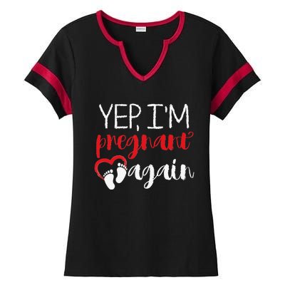 Pregnant Again Future Mother Maternity Newborn Ladies Halftime Notch Neck Tee