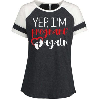 Pregnant Again Future Mother Maternity Newborn Enza Ladies Jersey Colorblock Tee